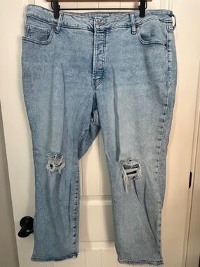 Old Navy Light Wash Straight-Leg Jeans with Knee Rips
